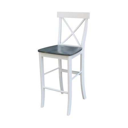 International Concepts X-back BarHeight Stool, 30" Seat Height, White/Heather Gray S05-6133